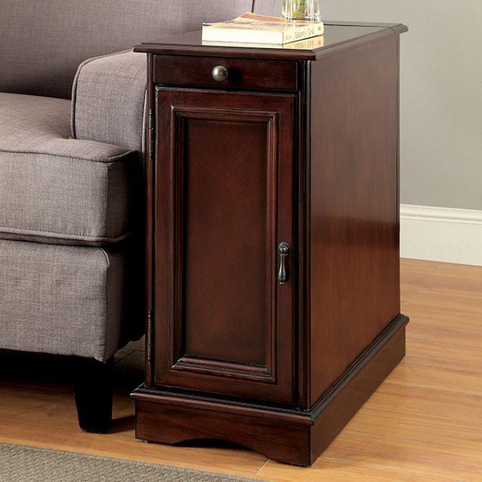 Side table with electrical hot sale outlet